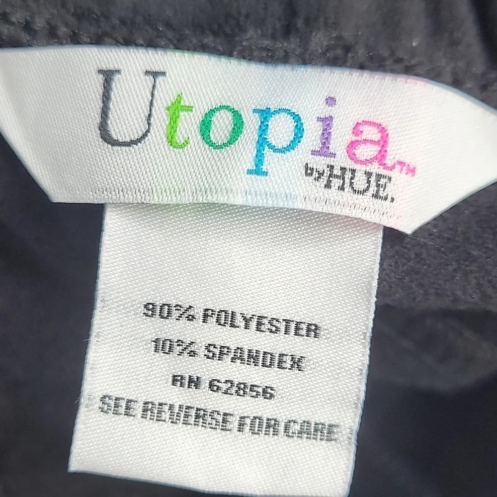 NWT Utopia by HUE Black Suede Skimmer High Waist Leggings size Medium NEW